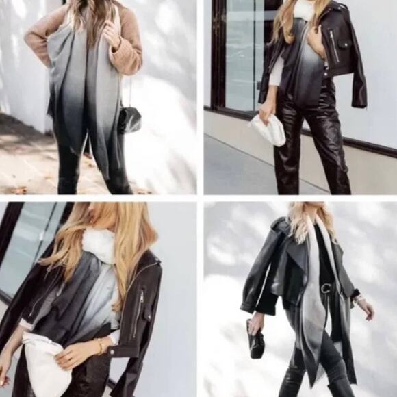 NIP! Carly Cushnie Luxury Grey Horizon Ombre Oversized Scarf - Picture 8 of 12